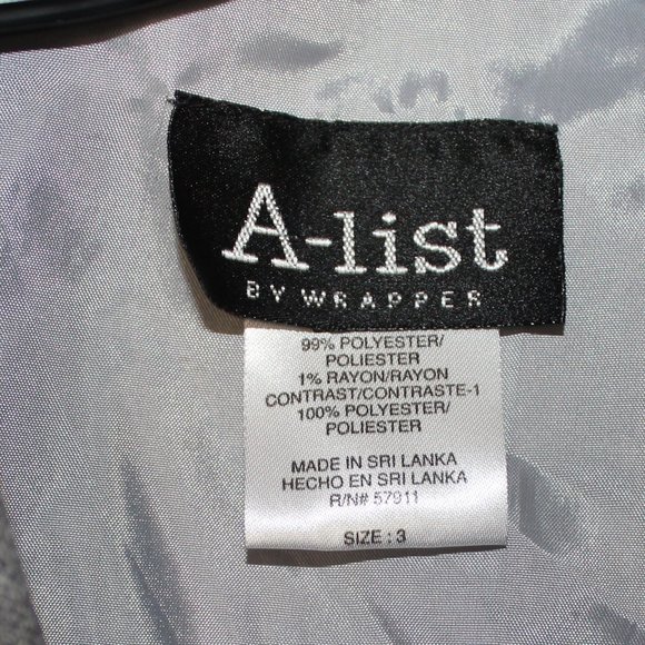 A-list by Wrapper Juniors Sz 3 Gray One Button Blazer Jacket Lined Office EUC - Picture 8 of 12